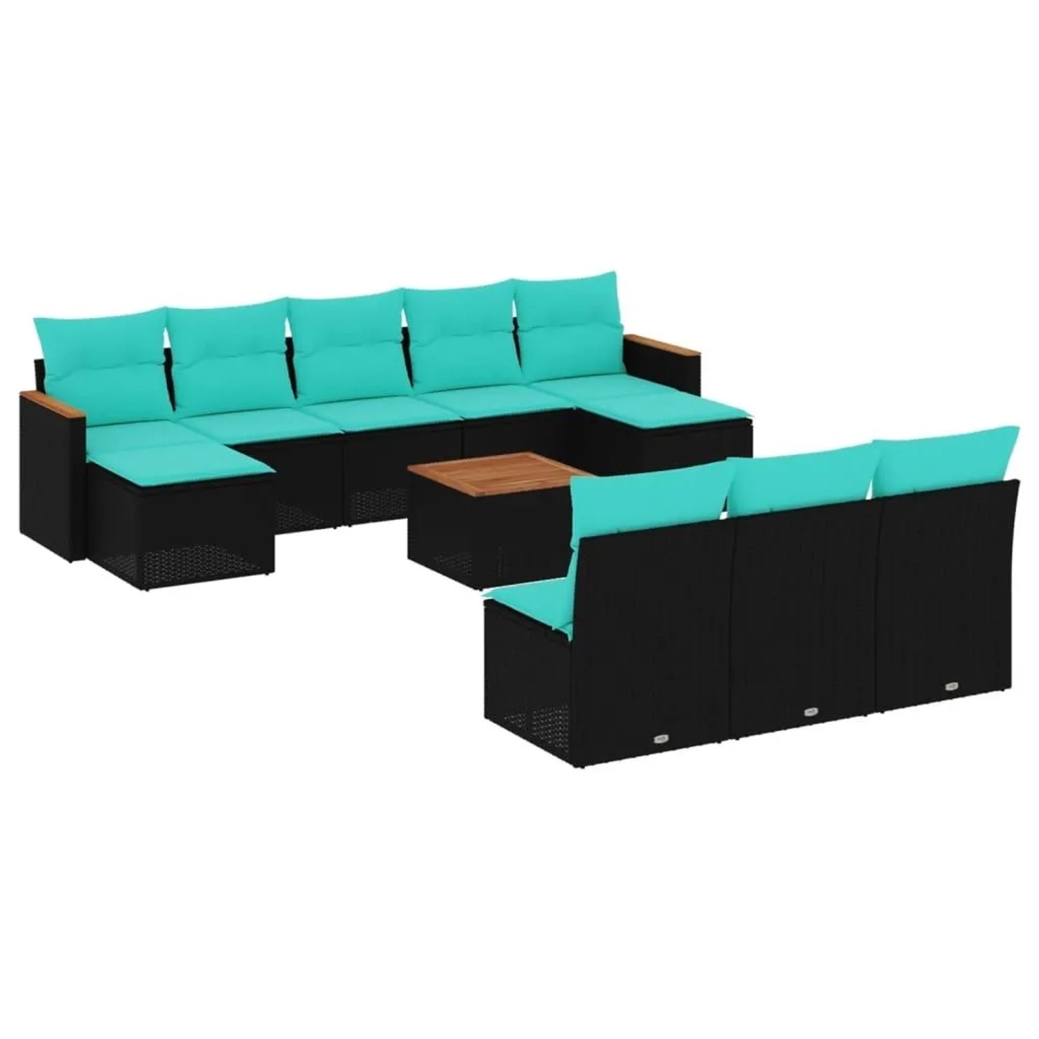 vidaXL 11-Tlg Gartensofa-Set mit Kissen Schwarz Polyrattan 3226393 günstig online kaufen