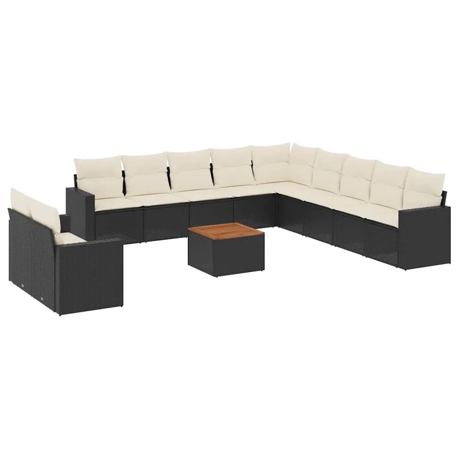 vidaXL 12-Tlg Garten-Sofagarnitur mit Kissen Schwarz Poly Rattan 3256532