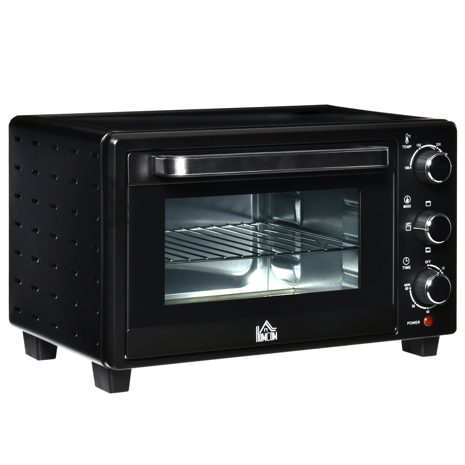 HOMCOM Minibackofen 21L mit 1 Drahtgestell 1 Backblech 3 Kochmodi Glas Schw günstig online kaufen