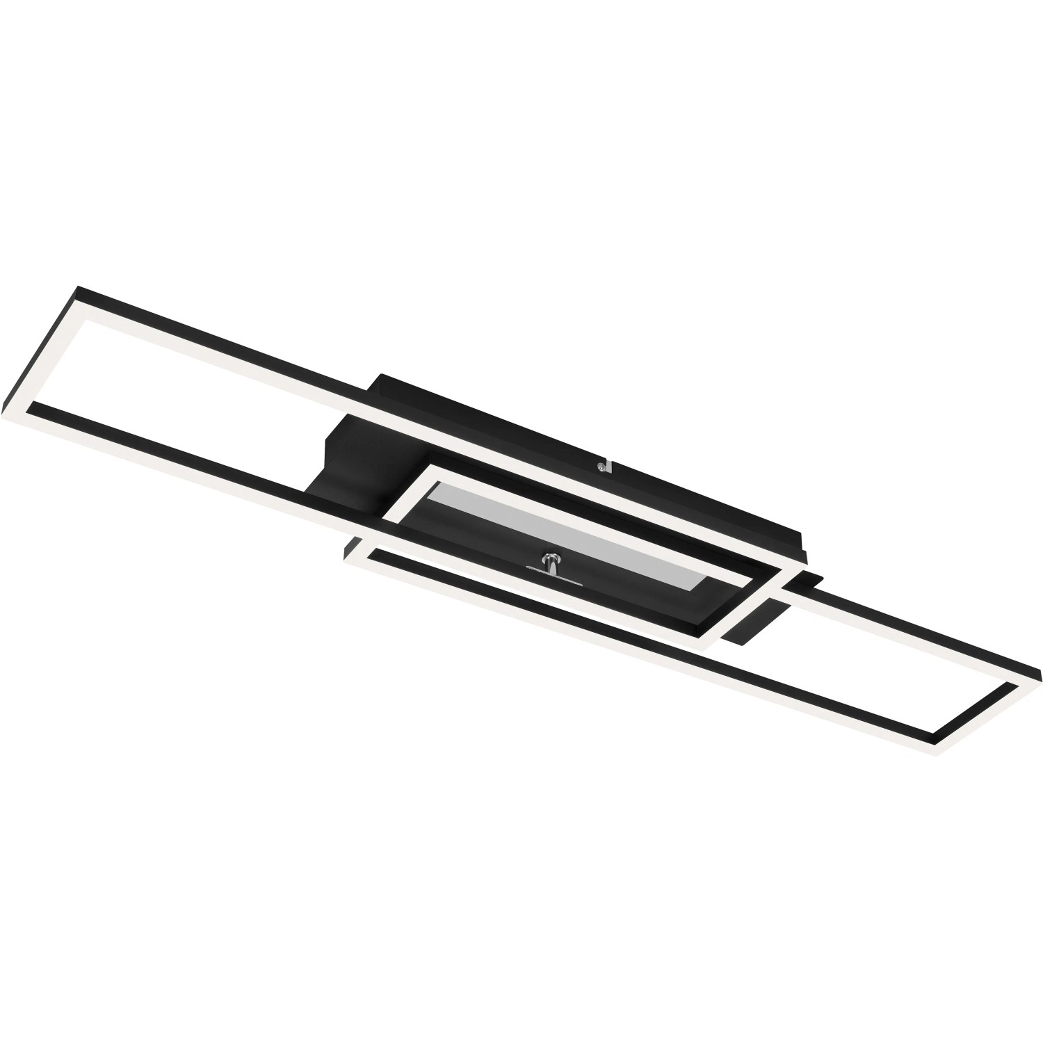 Moderne, schwarze LED-Deckenleuchte Frame Mid von Brilo mit rechteckigem Design.