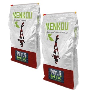 Zwei Säcke Kenkou Koifutter Nr. 1 Mix 5mm, 10kg. Premium Teichfutter für Koi Karpfen.