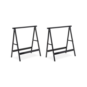 Relaxdays Klappbock Stahl Schwarz Klappbar 2er Set 75 cm x 72 cm x 40 cm 2,4 kg