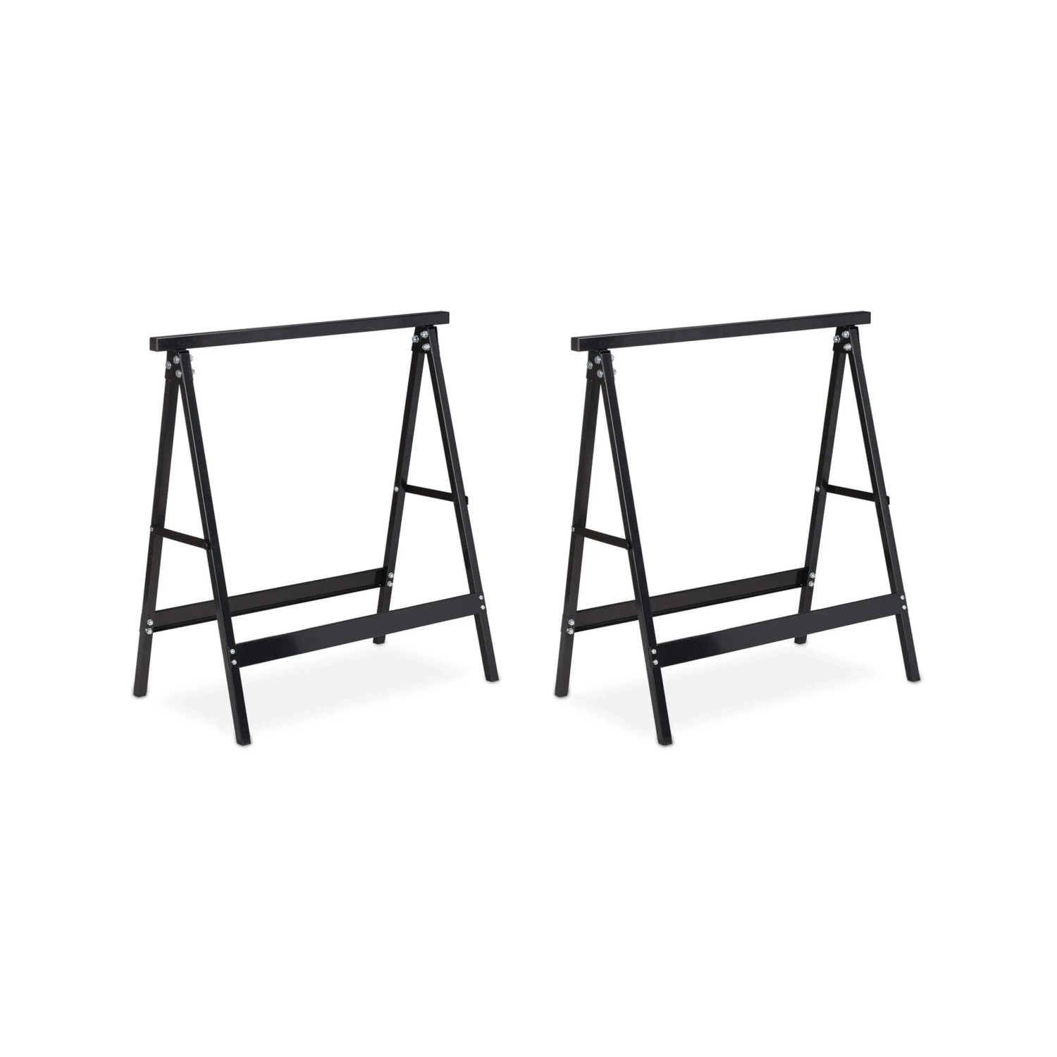 Relaxdays Klappbock Stahl Schwarz Klappbar 2er Set 75 cm x 72 cm x 40 cm 2,4 kg