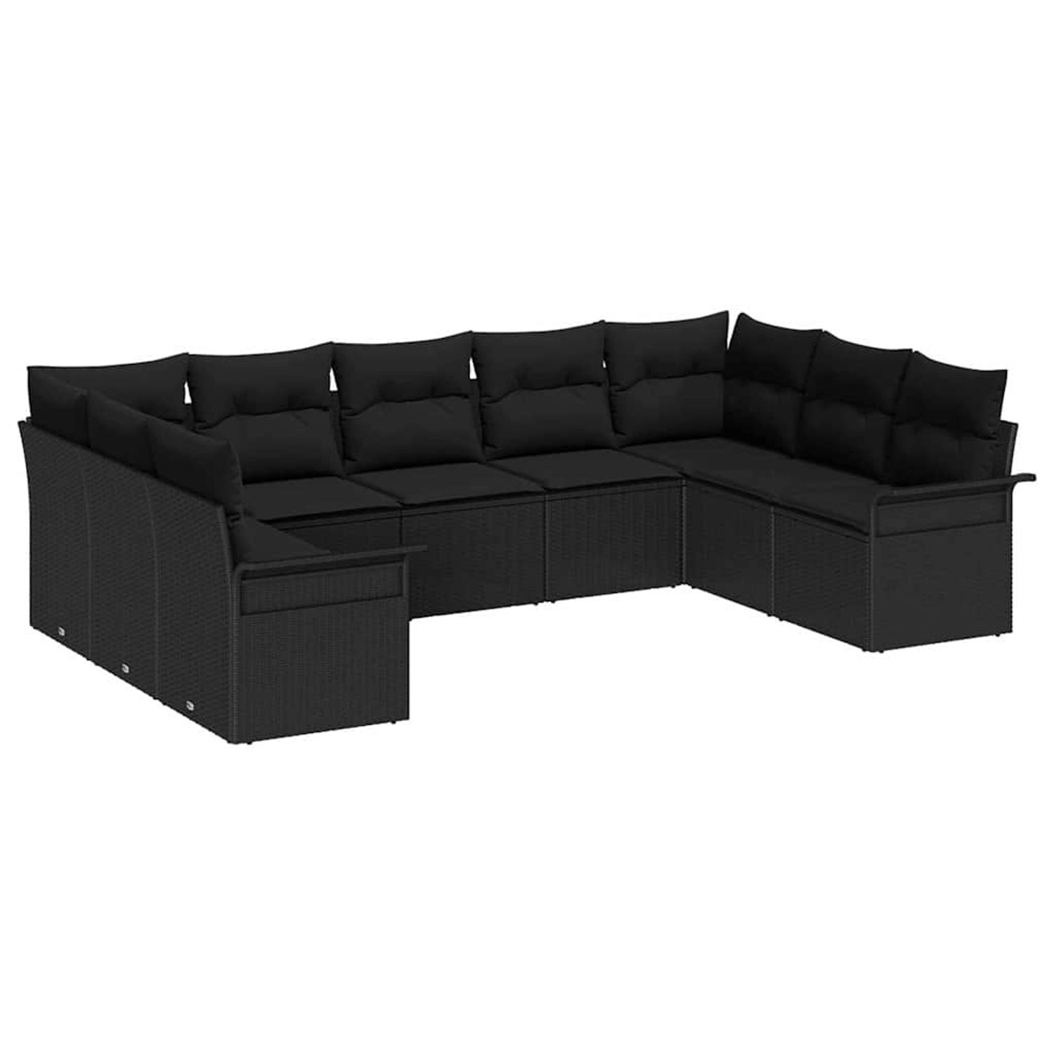 vidaXL Garten-Sofa-Set mit Kissen 9-Tlg Schwarz Poly Rattan 3354192 günstig online kaufen