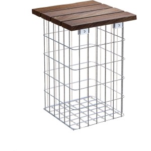 Gabiona Hocker, feuerverzinkt, mit Cumaru-Holz Sitzfläche, 52x32x32 cm. Ideal für Garten & Terrasse.