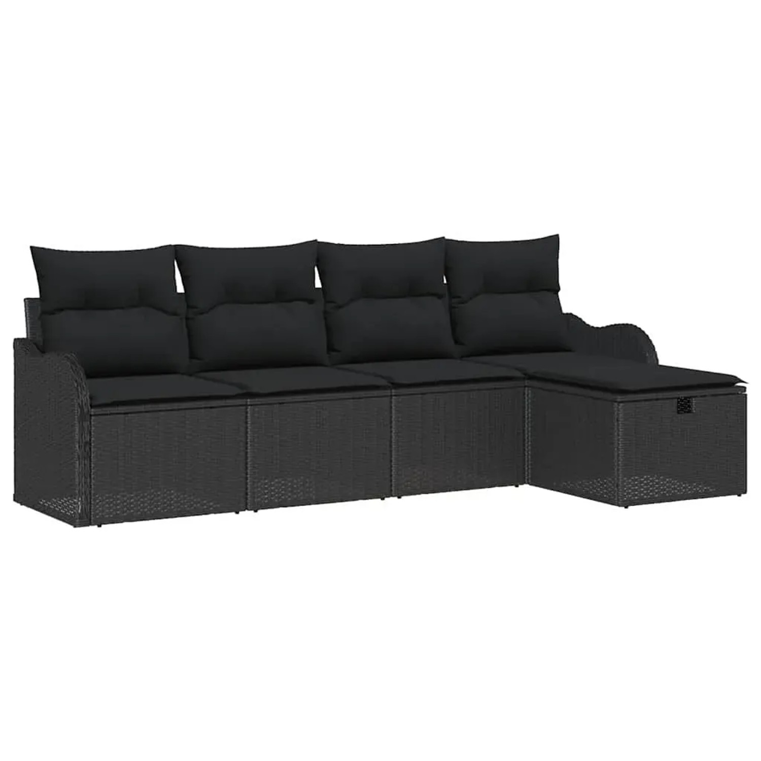 vidaXL Garten-Sofa-Set mit Kissen 5-Tlg Schwarz Poly Rattan 3360294 günstig online kaufen