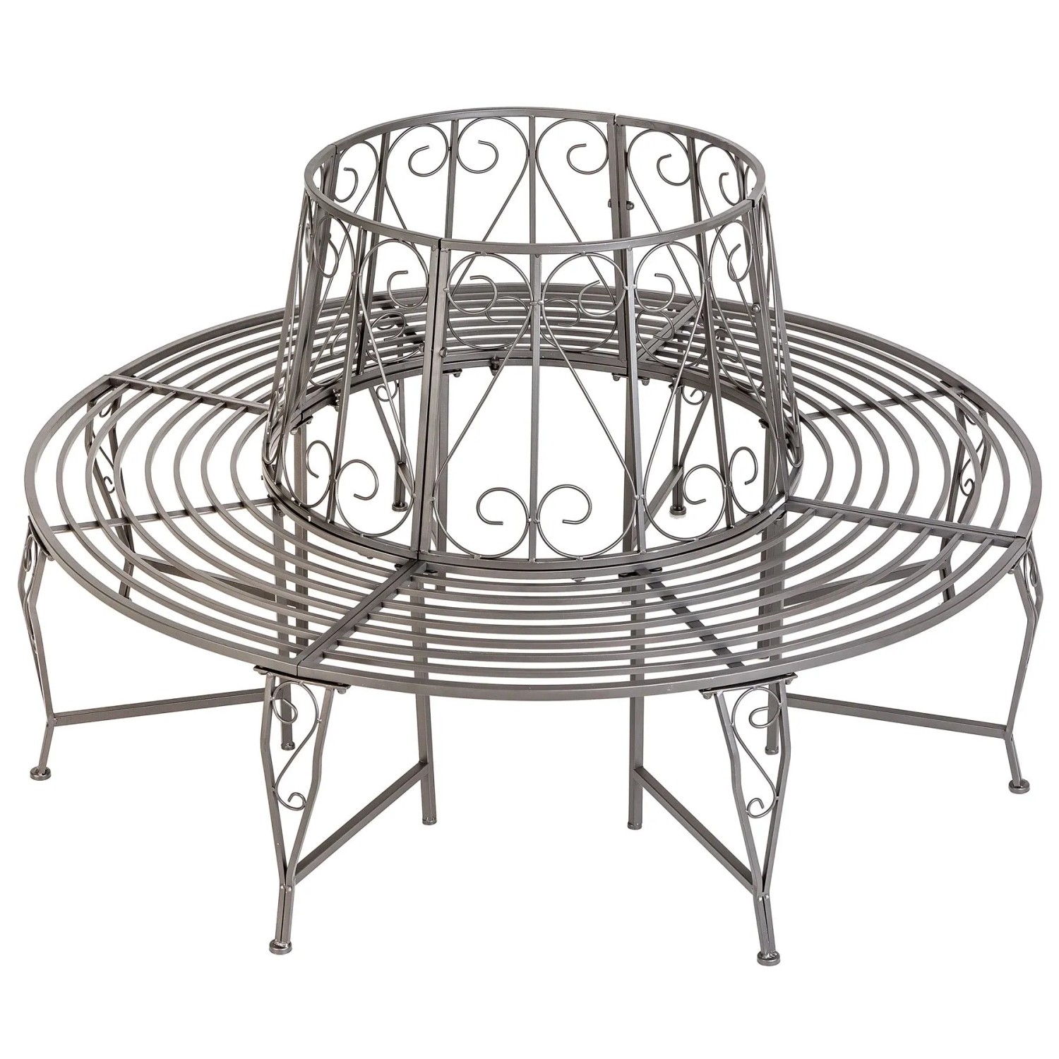 Tectake Baumbank Enyd Im Antik Stil 360° Für Mehrere Personen Aus Stahl 164 X 164 X 89 Cm Anthrazit