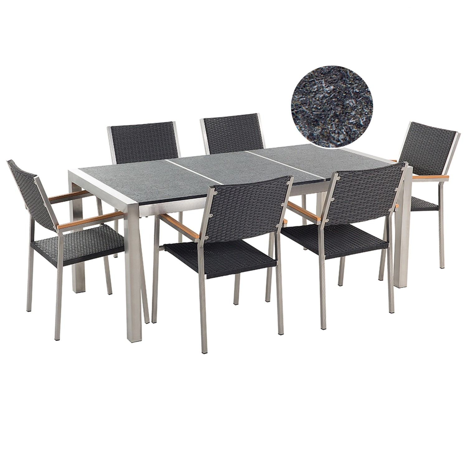 Beliani Gartentisch Set GROSSETO Graphitgrau 90x180x88 günstig online kaufen