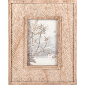 Bilderrahmen Safari Lodge, MDF mit Flechtdesign, 10x15 cm. Naturfarbener Fotorahmen mit Dschungelbild.