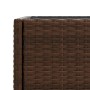 Detailaufnahme des braunen vidaXL Pflanzkübels aus Poly Rattan mit Ablage.