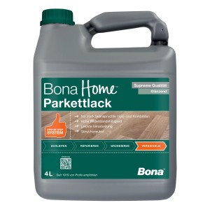 Bona Home Parkettlack glänzend, 4 l Gebinde für widerstandsfähige Holz- und Korkböden.