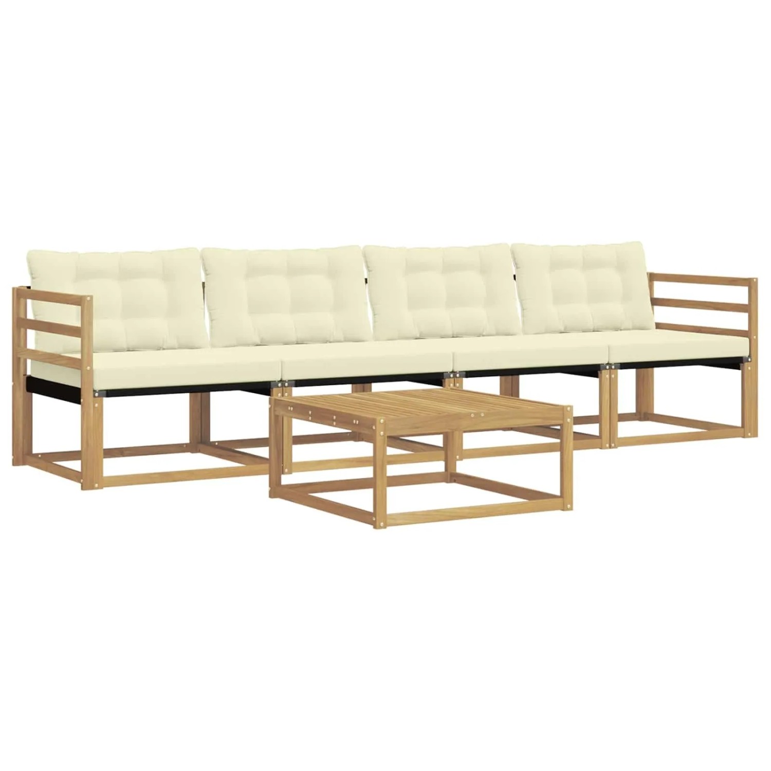 vidaXL Outdoor-Sofagarnitur 5 Stk Weiß und Creme 79 x 79 x 37 cm 3388384