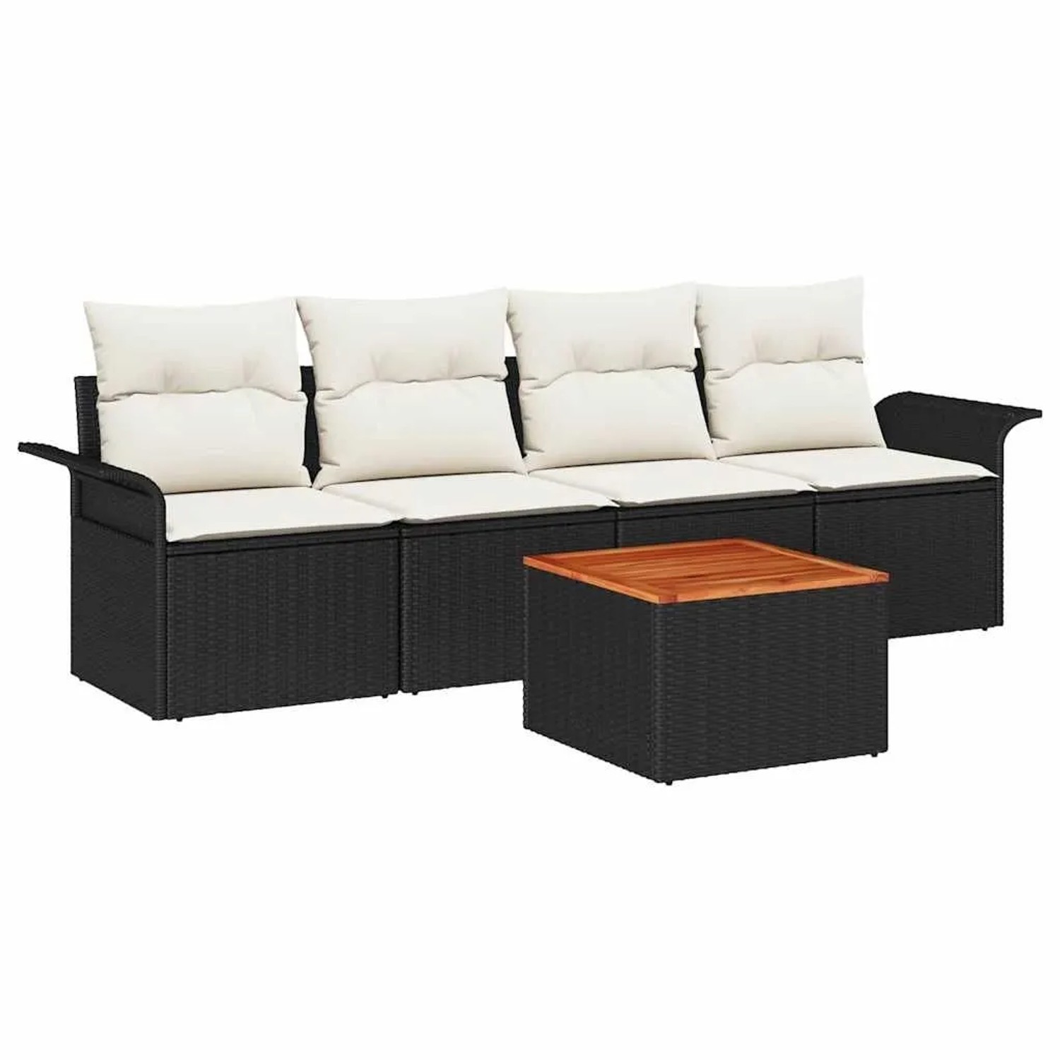 vidaXL Gartensofa-set mit Speicher 5-Tlg Schwarz und Creme Poly-Rattan 3355 günstig online kaufen