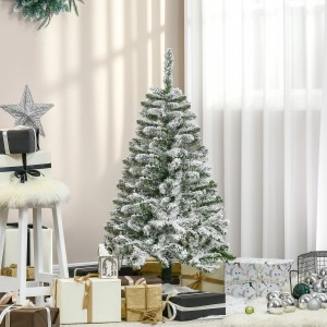 HOMCOM künstlicher Weihnachtsbaum, 120cm, mit Schnee und 200 Astspitzen, geschmückt mit Geschenken.