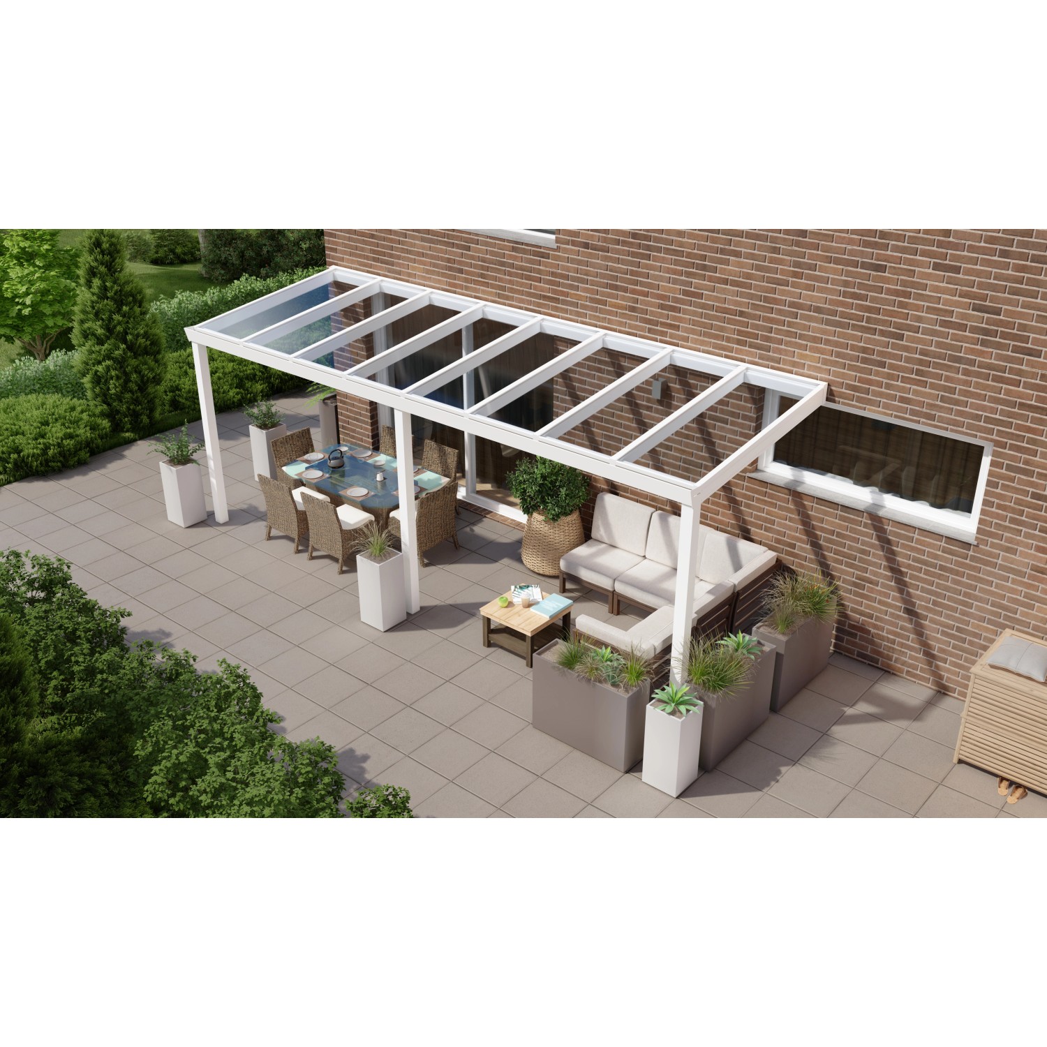 Terrassenüberdachung Professional 600 cm x 200 cm Weiß Glas günstig online kaufen