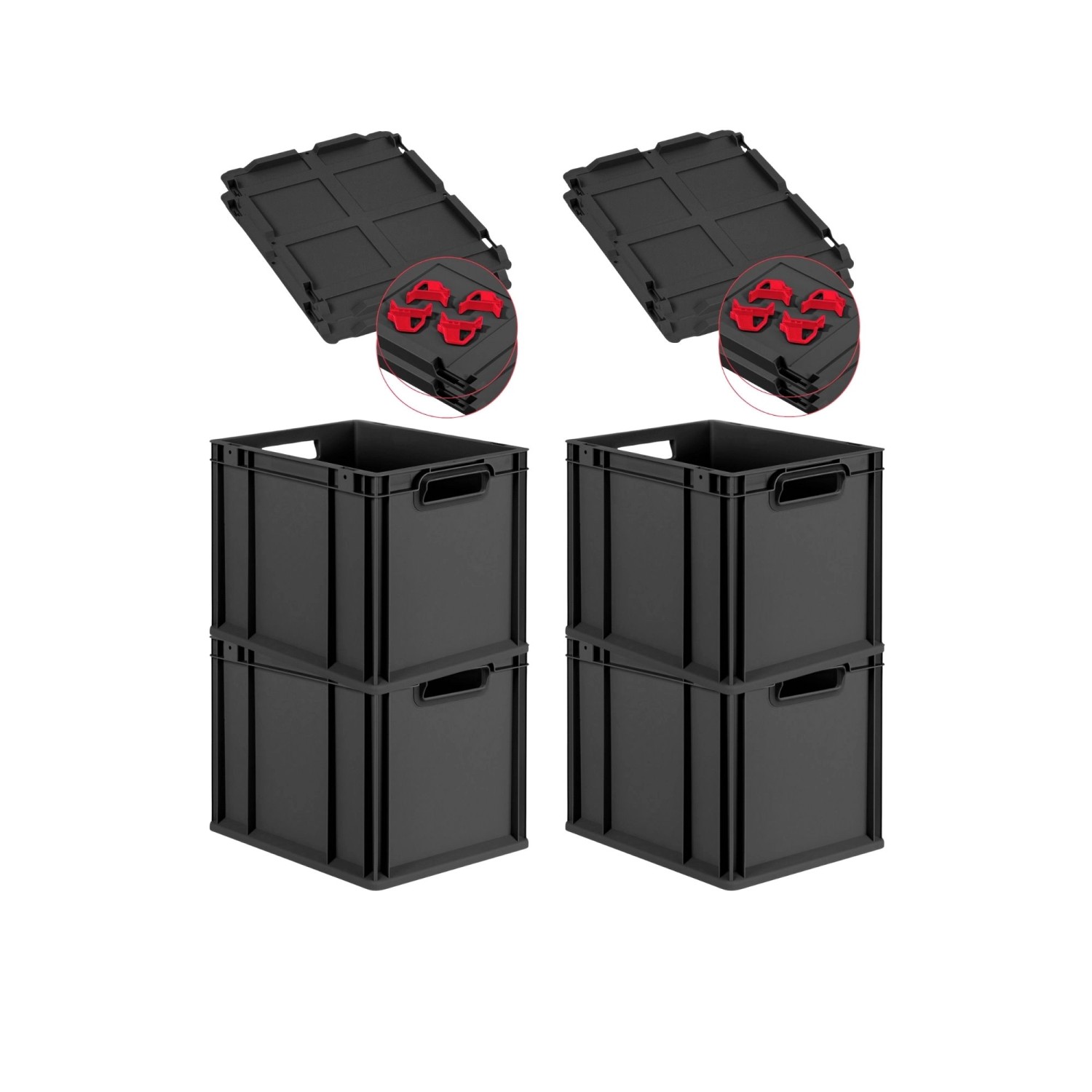 PROREGAL SuperSparSet 4x Eurobox Nextgen Grip Mit Auflagedeckel Und Roten V günstig online kaufen