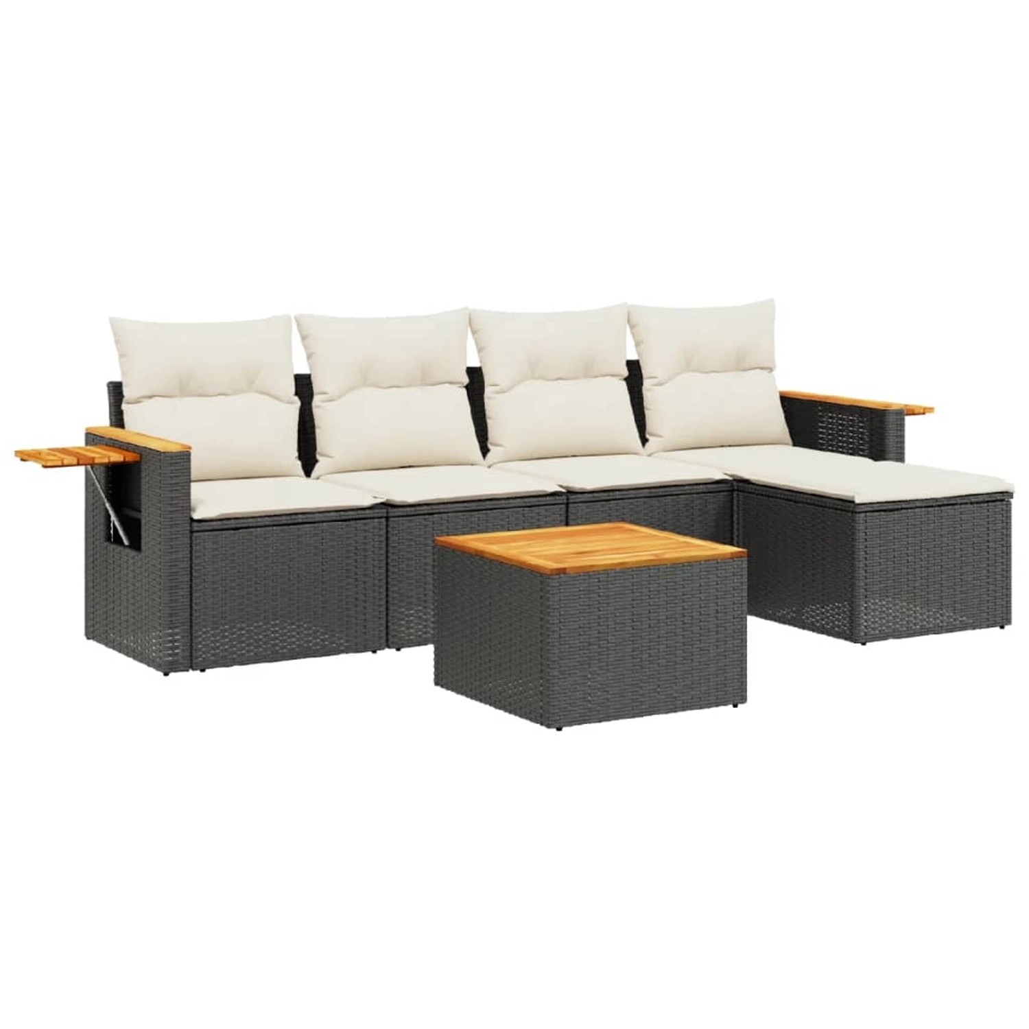 vidaXL 6-Tlg Garten-Sofagarnitur mit Kissen Schwarz Poly Rattan 3226763 günstig online kaufen