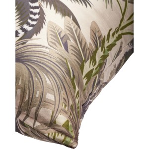 Beiges Kissen „Dschungel Glam Forest“ 45x45 cm mit tropischem Palmenmuster.