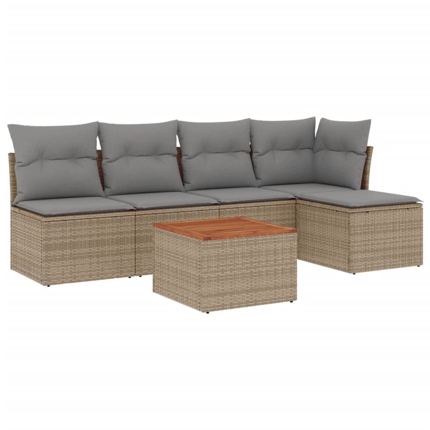 vidaXL 6-Tlg Garten-Sofagarnitur mit Kissen Beige Poly Rattan 3255933 günstig online kaufen