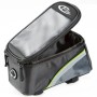 Tectake Fahrradtasche mit Rahmenbefestigung, wasserabweisend, schwarz, grau und grün.