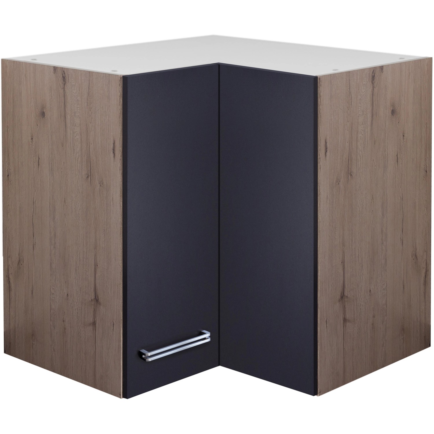 Flex-Well Exclusiv Eck-Hängeschrank Lara 60 x 60 cm Anthrazit-San Remo Eiche