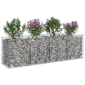 vidaXL Gabionen Hochbeet Silber 200 x 50 x 60 cm Verzinkter Stahl 42033293