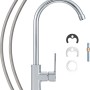 Küchenarmatur baliv KI-1950 Chrom mit Zubehör und flexiblen Anschlussschläuchen.