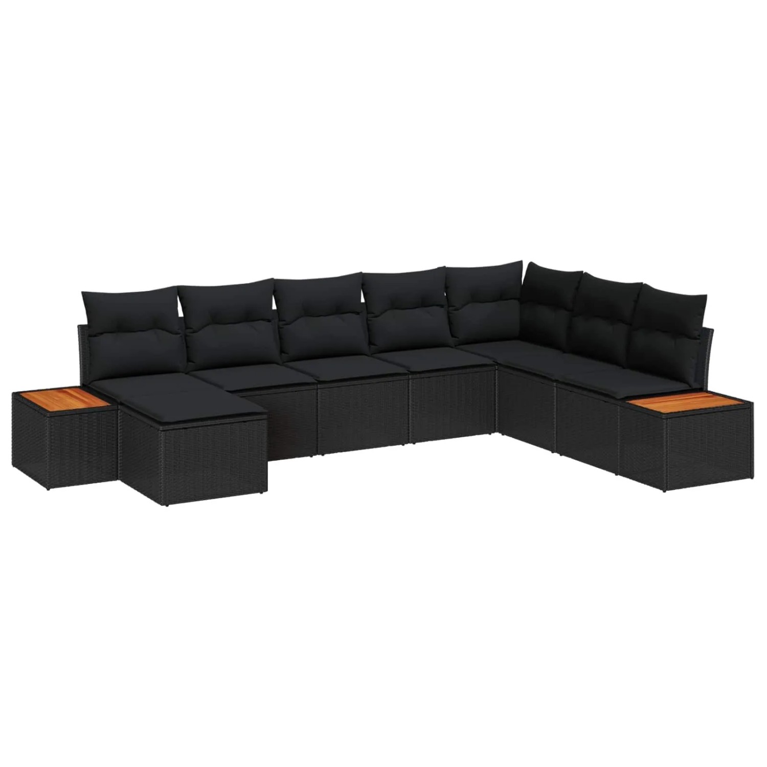 vidaXL Gartensofa-Set mit Kissen mit Speicher 9 Stk Schwarz Polyrattan 3356813