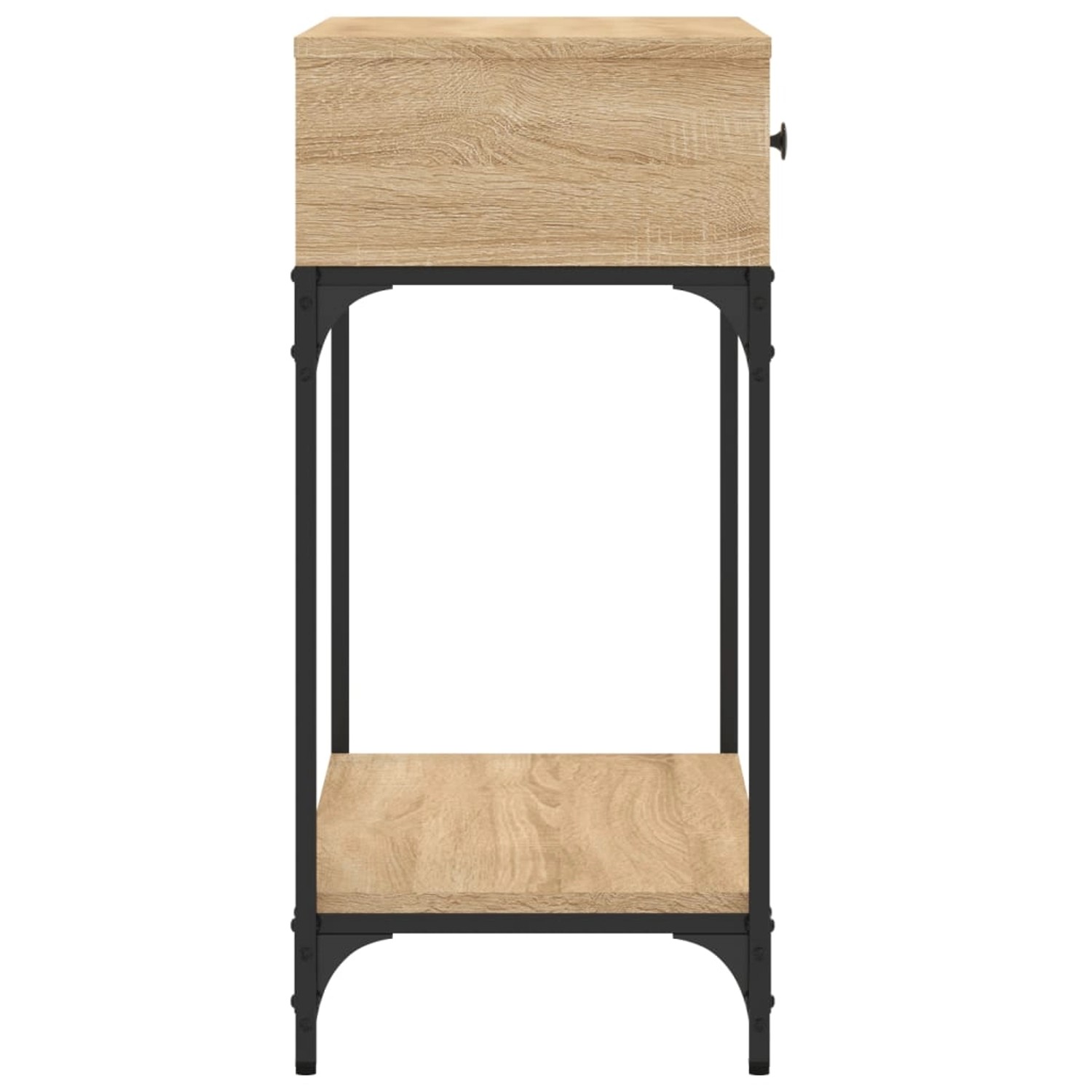 vidaXL Konsolentisch Sonoma-Eiche, Tisch mit Schublade und Ablage aus Holzwerkstoff und Metallgestell.