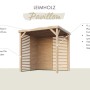 Karibu Pavillon Kvadrat aus naturbelassenem Holz, 231x231x243cm, mit Leimholzpfosten und Massivholzdach.