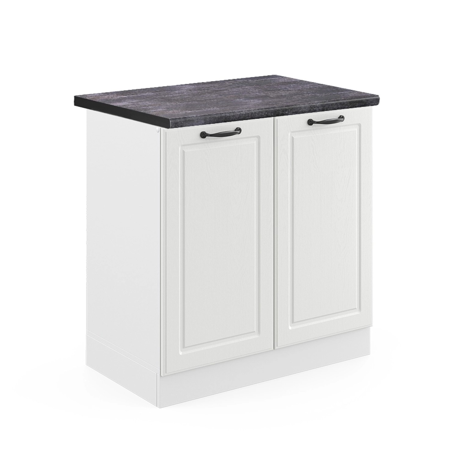 Vicco Spülenunterschrank R-Line Weiß Landhaus/Weiß 80 cm AP Anthrazit günstig online kaufen