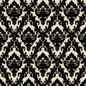 Barock Tapete in Schwarz und Creme mit Ornament Muster für stilvolle Wände.