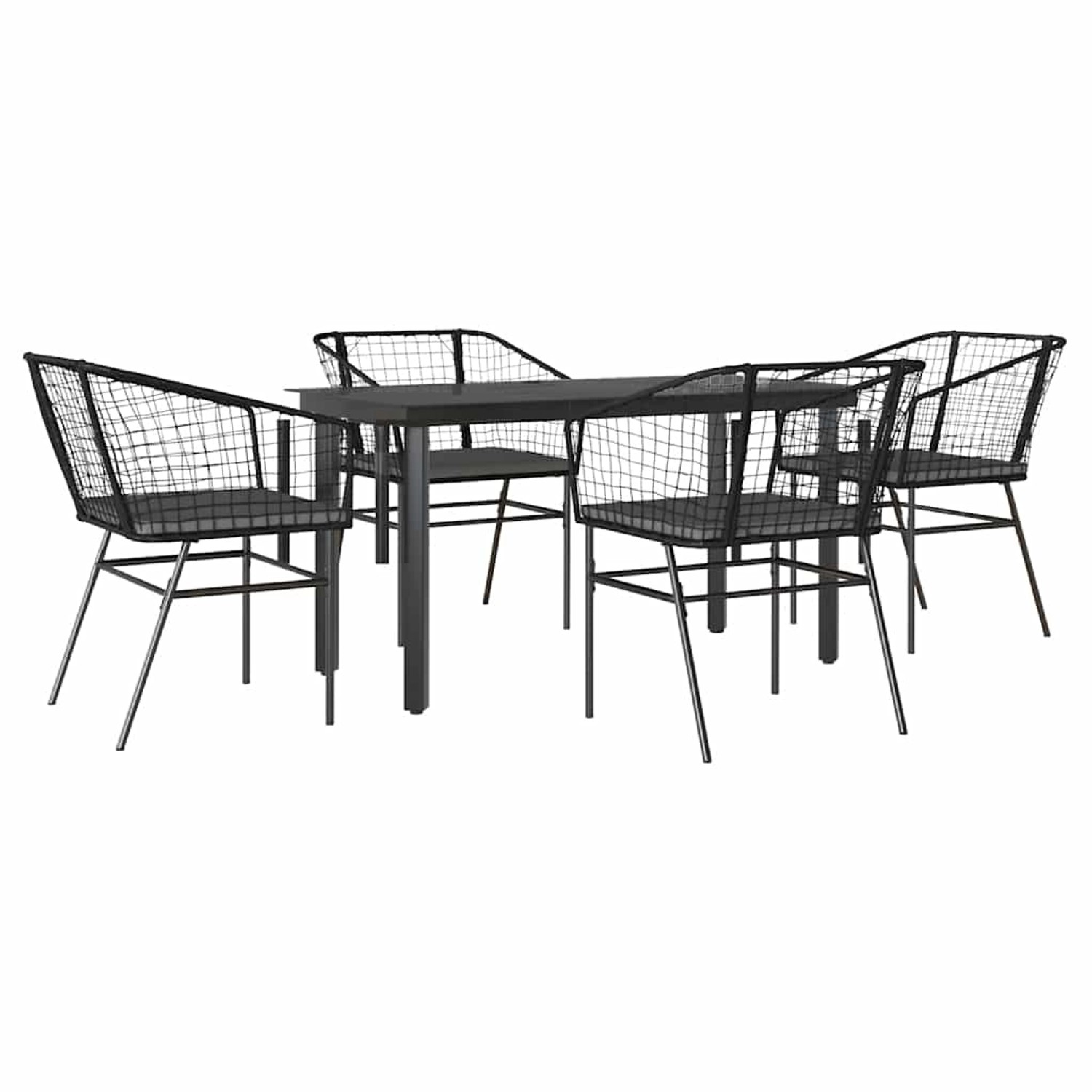 vidaXL 5-Tlg Garten-Essgruppe mit Kissen Schwarz Poly Rattan Glas 3334599 günstig online kaufen