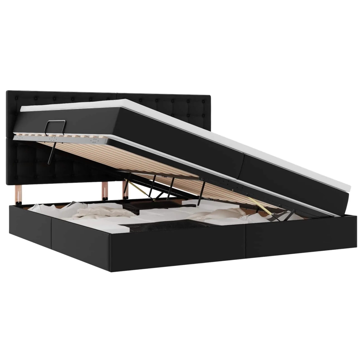 vidaXL Aufbewahrungsbett mit Matratze Schwarz 200 x 200 cm Kunstleder 3371681