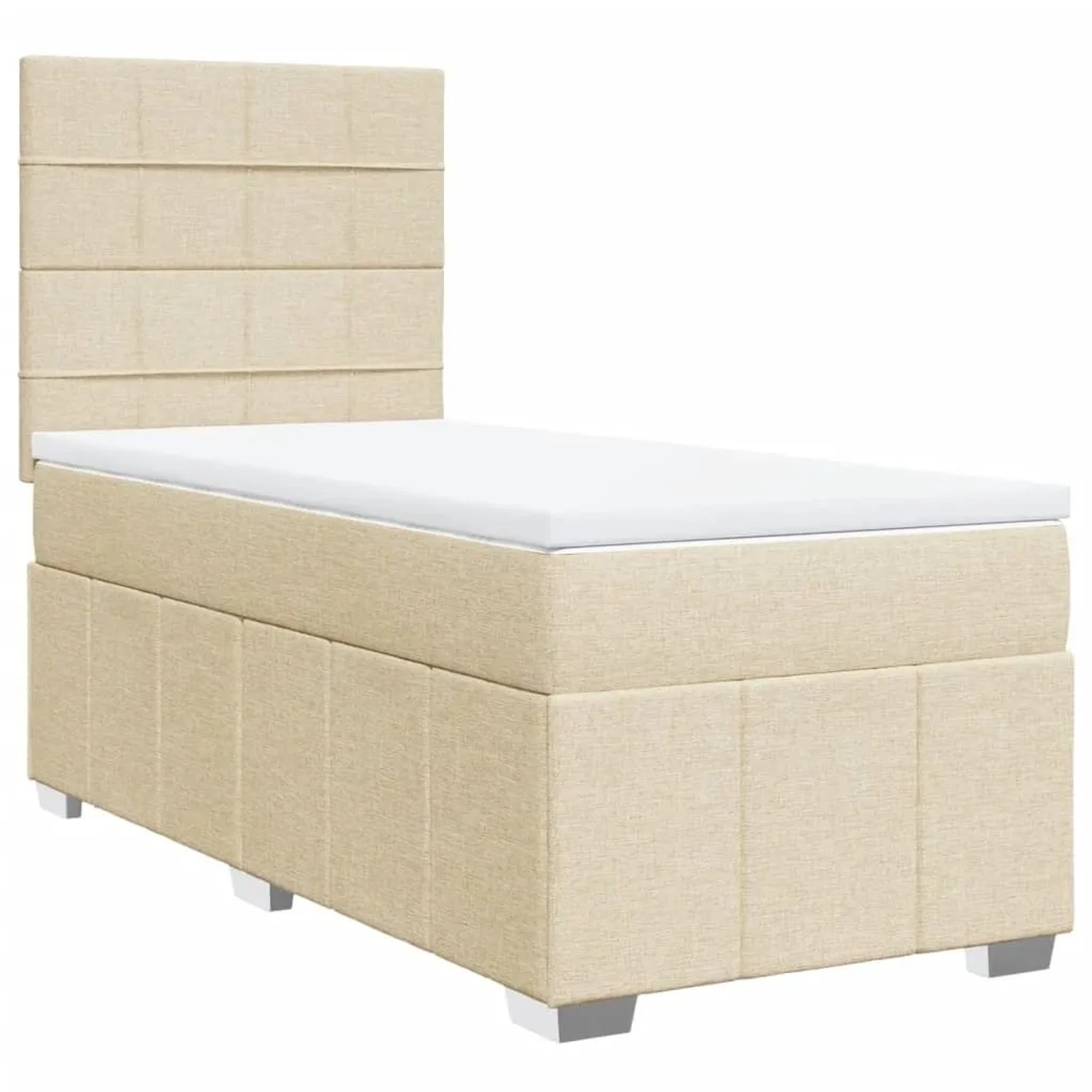 vidaXL Boxspringbett mit Matratze Creme 90x200 cm Stoff 3291556