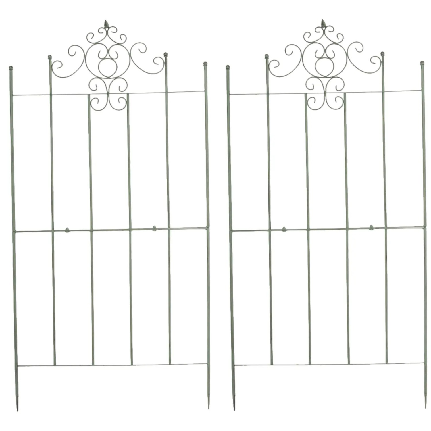 DELUKE Rankgitter HEIKE 2er Set 85,5x2x170cm Metall Antik-Grün Rankhilfe Kletterpflanzen Gartendekoration