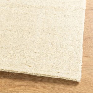 Weicher, waschbarer Kurzflor-Teppich „Huarte“ in Creme, 80x200 cm. Ideal für Wohnzimmer und Schlafzimmer.