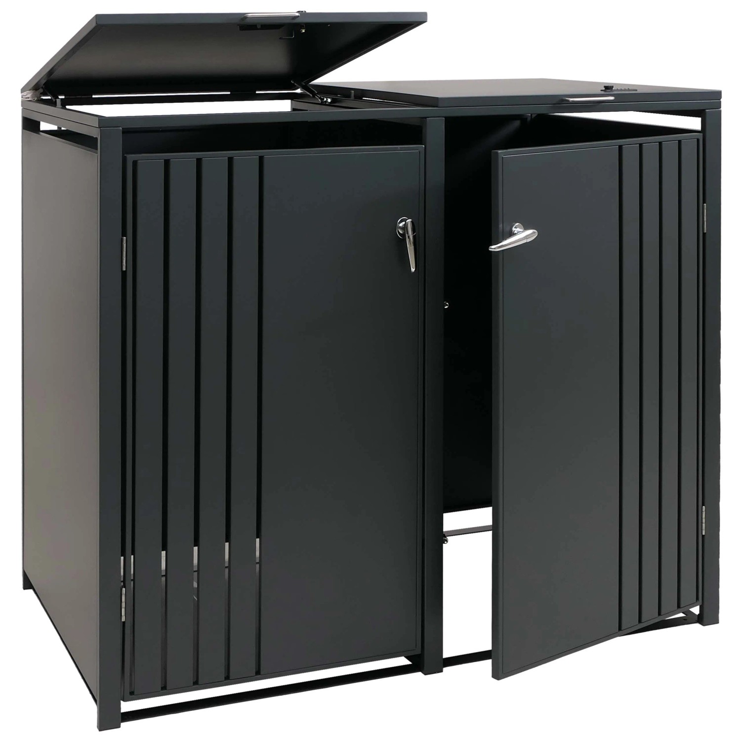 MCW 2er-Mülltonnenverkleidung O67 Anthrazit 122x132x84cm