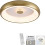 LED-Deckenleuchte Vertigo in Messing-Optik, dimmbar mit Fernbedienung, Ø 46,5 cm.