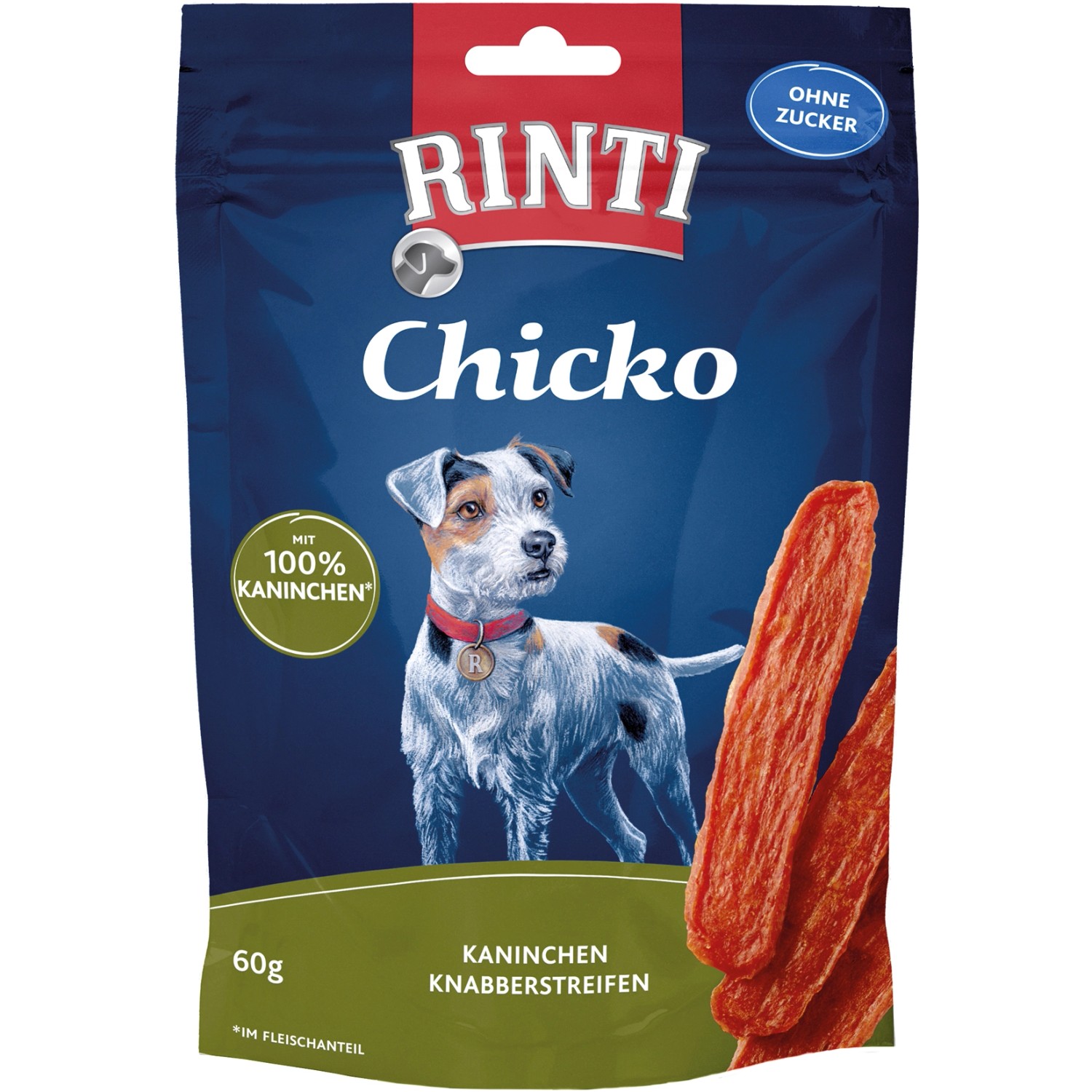 Rinti Hunde-Natursnacks Chicko Kaninchenstreifen 60 g