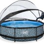 EXIT Stone Pool, Ø300cm, grau, mit Filterpumpe und Poolabdeckung.