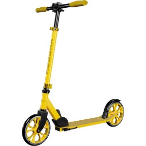 Gelber Hudora Scooter Up 200 Canary mit höhenverstellbarem Lenker für Kinder und Erwachsene.