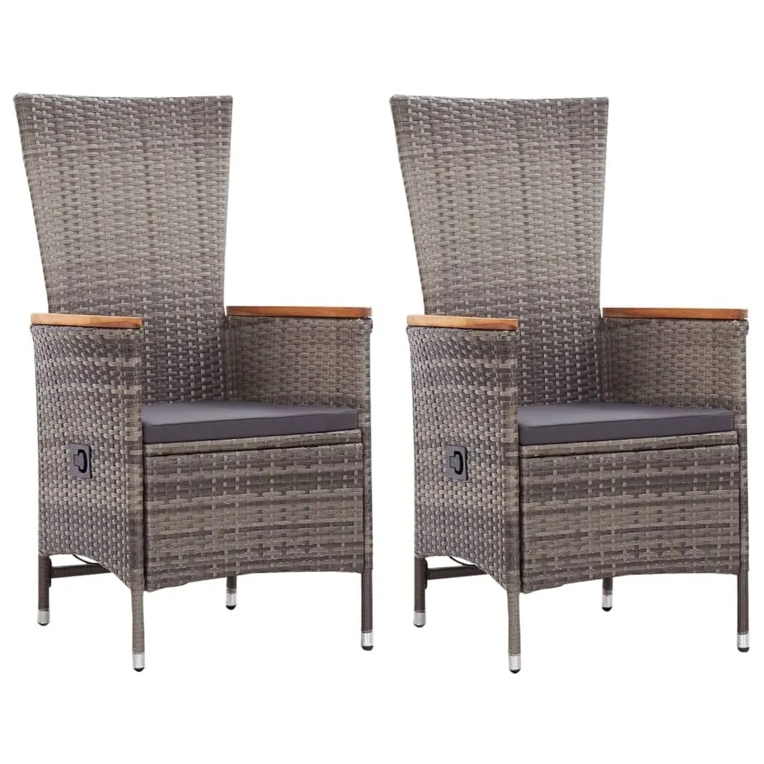 Furnicato Gartenstühle 2 Stk  Mit Auflagen Poly Rattan Grau