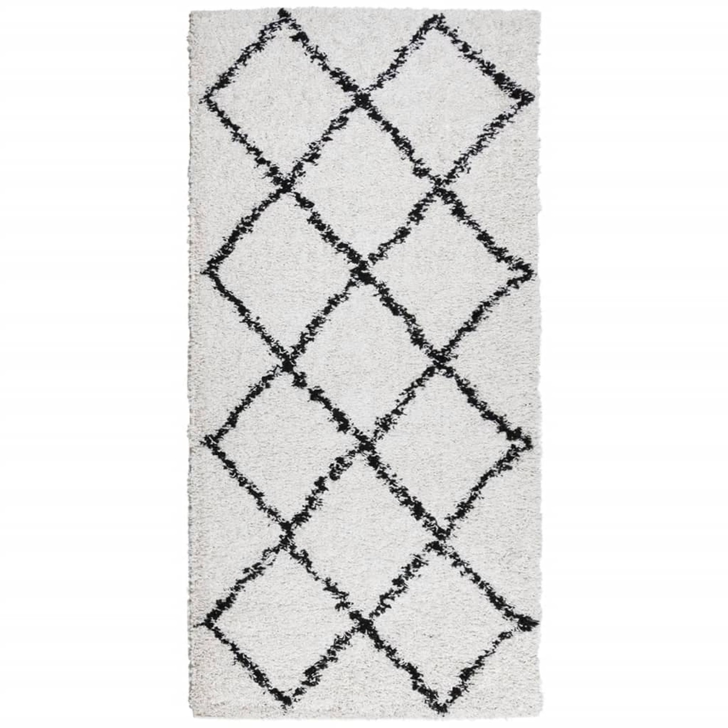 vidaXL Teppich Shaggy Hochflor Modern Creme Und Schwarz 100x200 Cm 1957865 günstig online kaufen