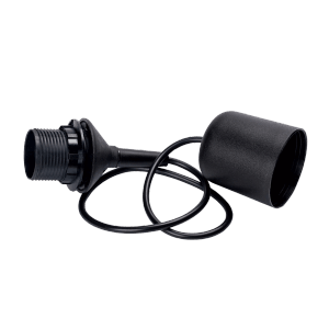 Schwarze Orion Lightstyle Lampenaufhängung Basic mit E27 Fassung und Baldachin.