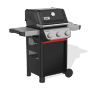 Weber Gasgrill E-310 Spirit 2025, Schwarz, mit 3 Brennern und Seitentischen.