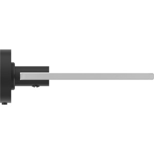 Ideal Standard IOM Ablage in Schwarz mit satinierter Glasplatte und Metallhalterung.