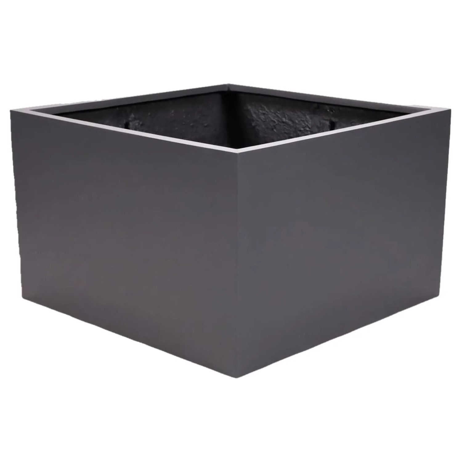 Elegant Einrichten Pflanzkübel Fiberglas Niedrige Quadratisch 100x100x60cm Anthrazit-Metallic