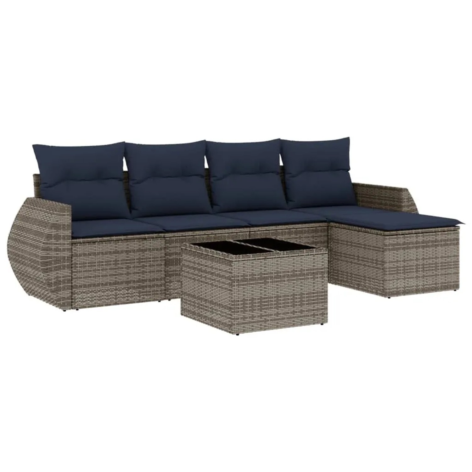 vidaXL 6-Tlg Gartensofa-Set mit Kissen Grau Polyrattan 3221300 günstig online kaufen