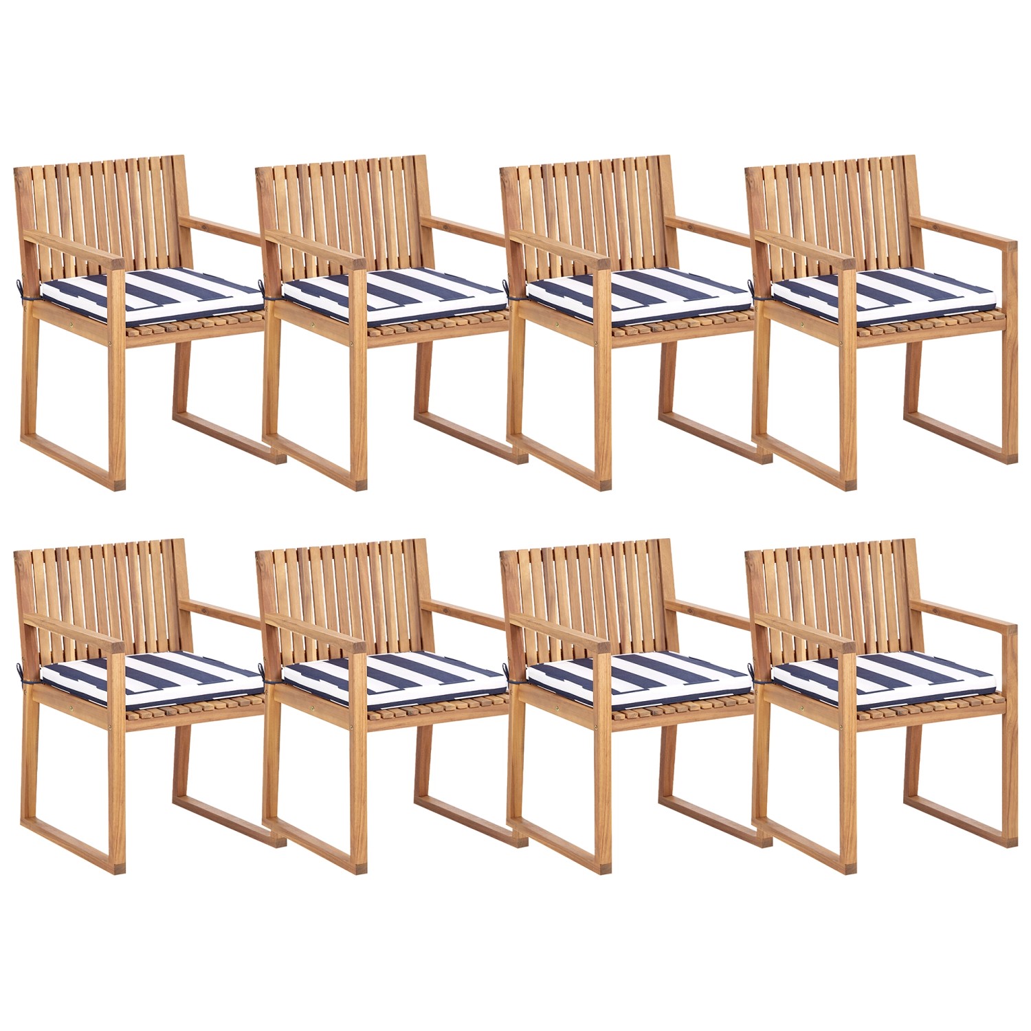 Beliani Gartenstuhl Heller Holzfarbton Blau Weiss 59x54x80 günstig online kaufen